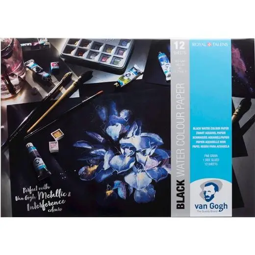 TALENS VAN GOGH BLOC DE PAPEL 12 HOJAS 360GR PARA ACUARELA A3 NEGRO