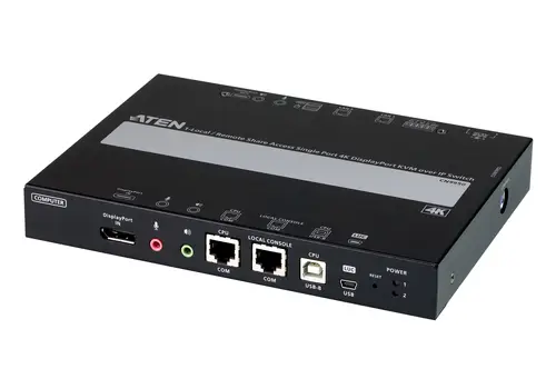 1 switch KVM a través de IP DisplayPort 4K de un solo puerto para acceso a recurso compartido local/remoto - Imagen 1