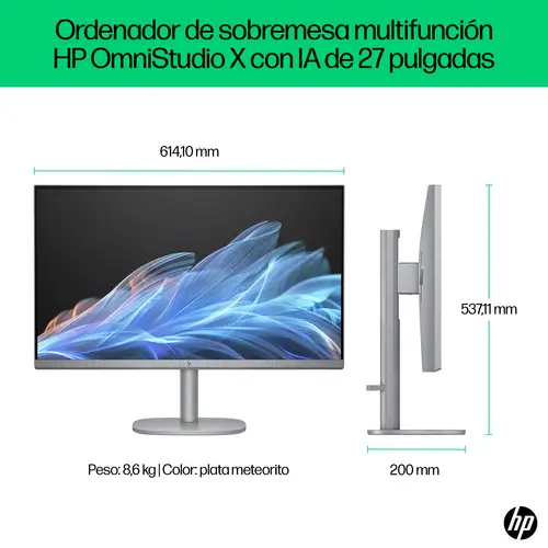 OmniStudio X 27-cs0015ns PC Intel Core Ultra 5 125H 68,6 cm (27") 1920 x 1080 Pixeles PC todo en uno 16 GB DDR5-SDRAM 512 GB SSD Windows 11 Home Wi-Fi 7 (802.11be) Plata - Imagen 5