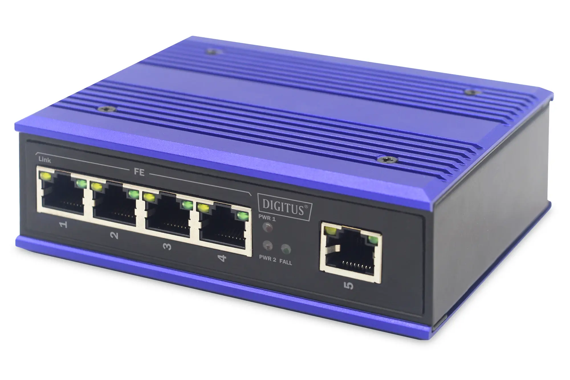 Conmutador de red Fast Ethernet de 4 puertos, industrial, no gestionado, 1 enlace ascendente RJ45