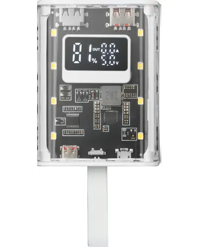 MPK-10K, Power Bank Compacta 22.5W, Carga Rápida QC3.0 & PD3.0 10000mAh, Monitorización Inteligente de Batería con Carga Múltiple, Cordón + Linterna LED, Conectividad Universal, Blanco - Imagen 1
