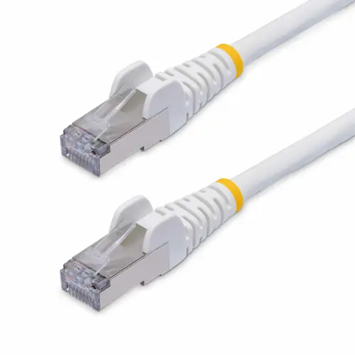 Cable de Red Ethernet CAT8 Blanco 50cm - Snagless - sin Pestillo - 25G/40G - 2000MHz - PoE++ 100W - 26AWG - S/FTP - Alivios de Tensión - Alambre de Cobre Puro - LSZH - Probado con Fluke - Imagen 1