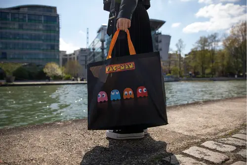 KX PACMAN SHOPPING BAG BLACK Negro Bolso grande - Imagen 5