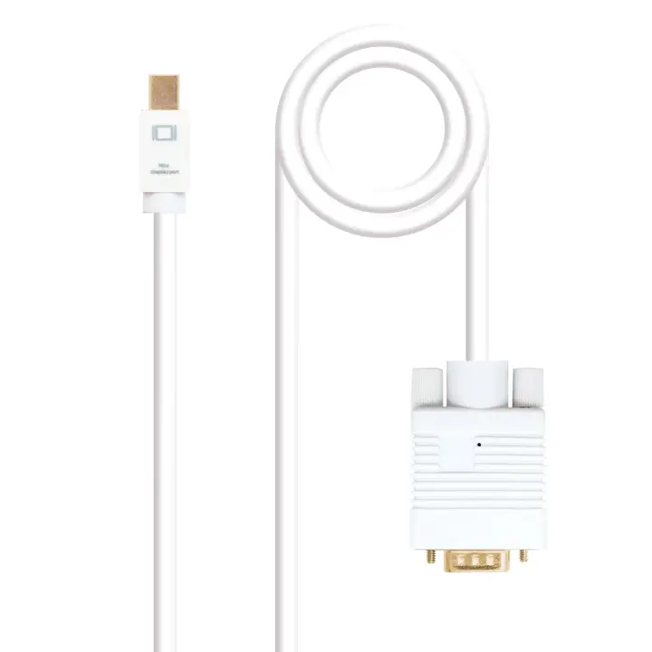 Cable conversor Mini DP a VGA, Mini DP/M - VGA/M, Blanco, 3.0 M