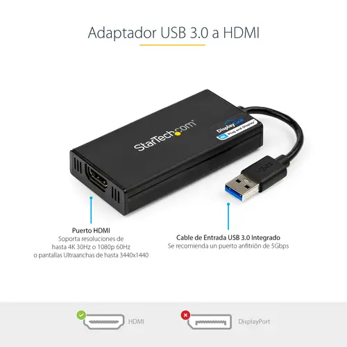 Adaptador Gráfico Externo USB 3.0 a HDMI - UltraHD 4K 30Hz - Certificado DisplayLink - Conversor USB-A a HDMI para Monitor - Tarjeta Gráfica Externa de Vídeo - Mac y Windows - Imagen 6