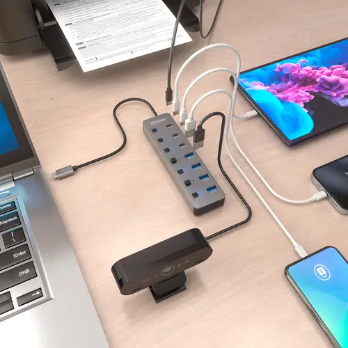 AISENS Hub USB3 2 Gen2 10G USB C  USB C M 4xUSB A H 3xUSB C H 1xUSB C H PD3 0 100W  Gris  30cm - Imagen 6