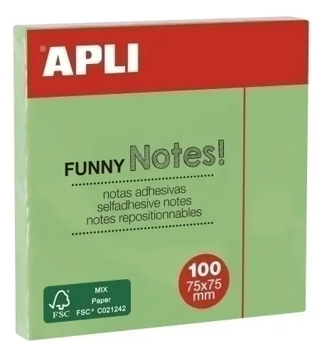 TACO NOTAS APLI 75x75PASTEL VD - Pack de 12 unidades
