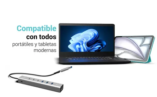 USB-C/USB-A Metal HUB 6 port (3x USB-C, 3x USB-A), LAN, Power Delivery 85W - Imagen 8
