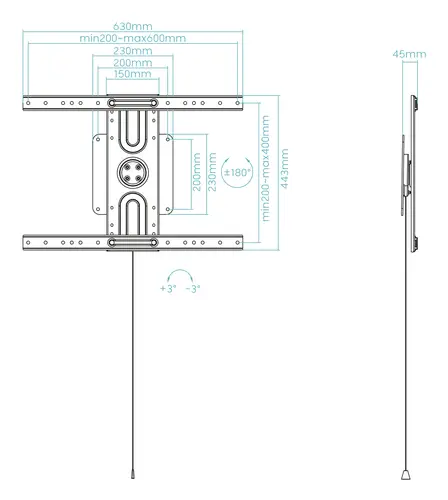 Soporte de Pared Rotación 360° para Pantallas 37" - 80", Negro - Imagen 8