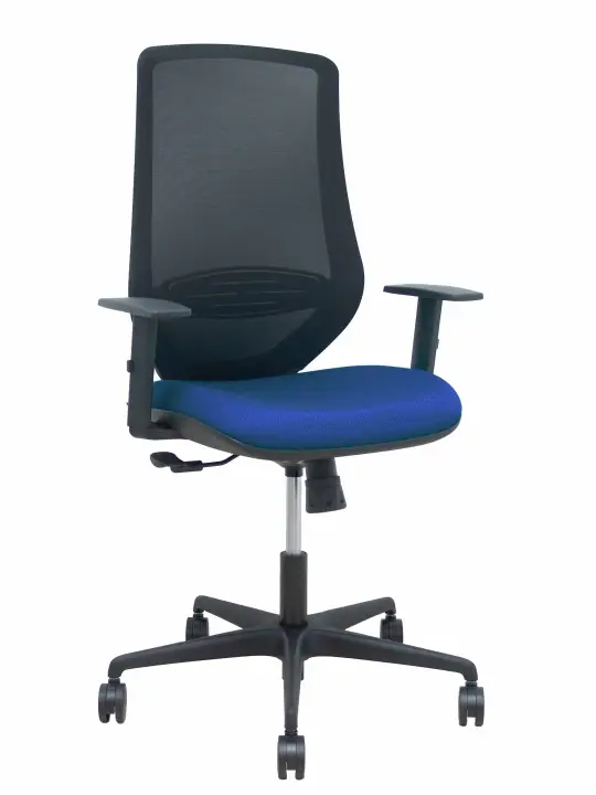 Silla Mardos sincro malla negra bali azul marino brazo regulable