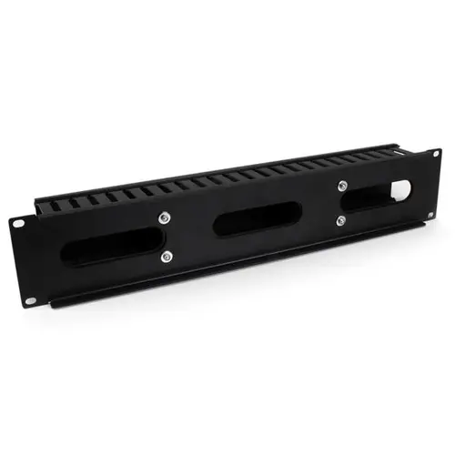 Panel Canaleta Horizontal de 2U con Cubierta para Gestión de Cableado en Racks y Perforaciones Laterales - Imagen 3