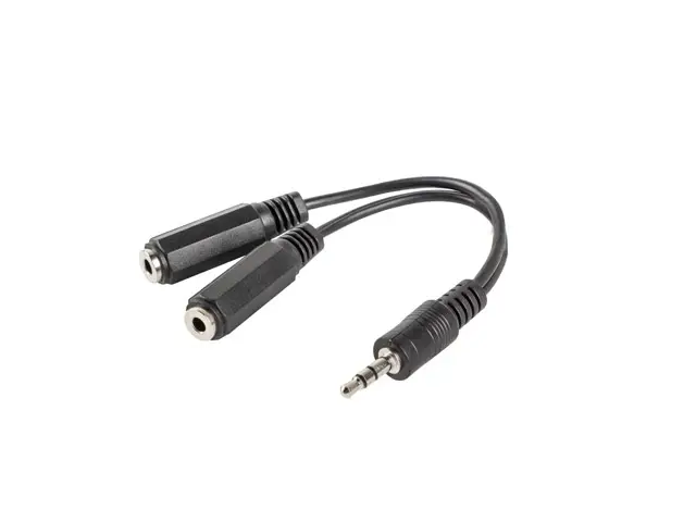 AD-0024-BK cable de audio 0,1 m 3,5mm 2 x 3,5mm Negro