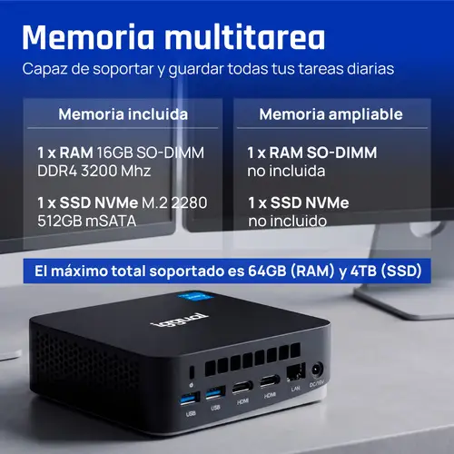 Mini PC Teseracto i5 1235U 16+512GB 2xHDMI - Imagen 10