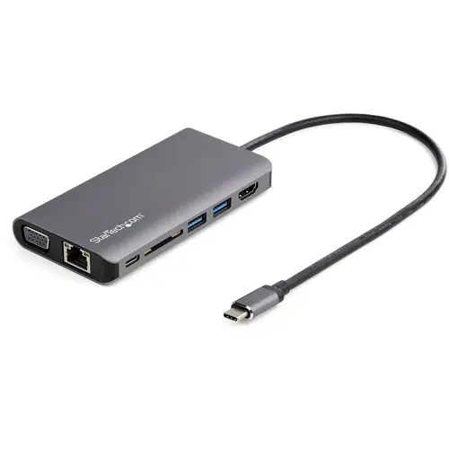 Adaptador Multipuertos USB-C - Mini Docking Station para Viajes con HDMI de 4K o VGA de 1080p - con Hub Ladrón USB 3.0 - PD de 100W - SD - Ethernet - Audio y Micrófono - Replicador de Puertos Portátil - Imagen 1