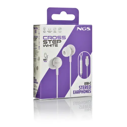 CROSS STEP Auriculares Alámbrico Dentro de oído Llamadas/Música USB Tipo C Blanco - Imagen 6