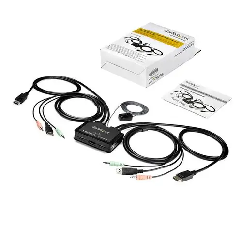 Switch Conmutador KVM de 2 Puertos DisplayPort 4K60Hz con Cables Incorporados - Imagen 6