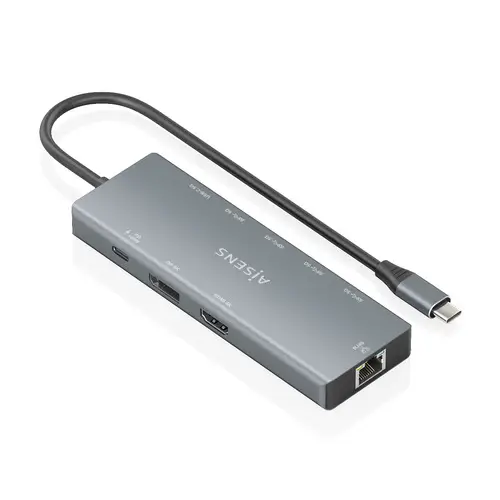 USB-C Dock 9 en 1, USB-C A 1xHDMI, 1xDisplayPort, 1xRJ45, 4xUSB-A 5G, 1xUSB-C 5G, 1xUSB-C PD100W, Gris, 20cm - Imagen 2