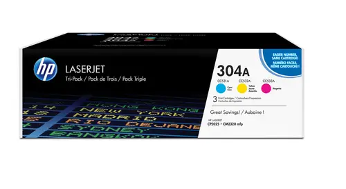 Pack de ahorro de 3 cartuchos de tóner original LaserJet 304A cian/magenta/amarillo - Imagen 1