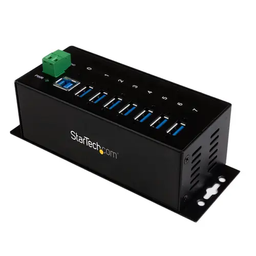 Hub Concentrador USB 3.0 de 7 Puertos - 5Gbps - Ladrón USB Industrial de Metal con Protección ESD y Protección de Picos de 350W - de Montaje en Carril DIN, Pared o Escritorio - TAA - Imagen 1