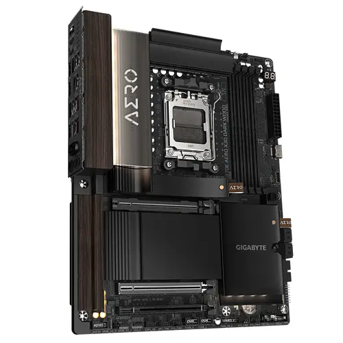 X870E AERO X3D DARK WOOD Placa Base  Compatible con CPUs AMD Ryzen 9000, VRM digital de 16+2+2 fases, hasta 9000 Hz DDR5 (OC), 2x PCIe 5.0 + 2x PCIe 4.0, Wi-Fi 7, LAN 5 GbE, USB 4 - Imagen 3