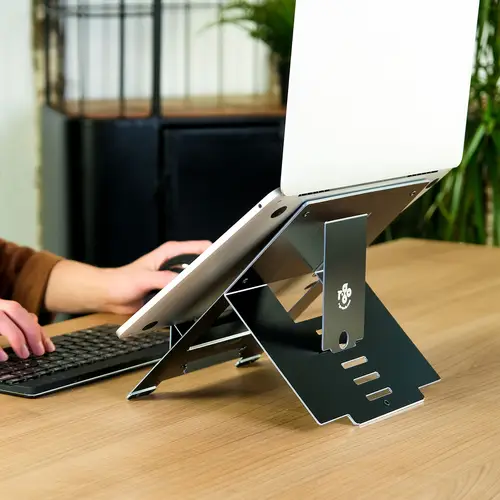 Soporte para portátil R-Go Riser Flexible, elevador plegable ajustable para portátil, ergonómico, aluminio Hylite, negro - Imagen 5