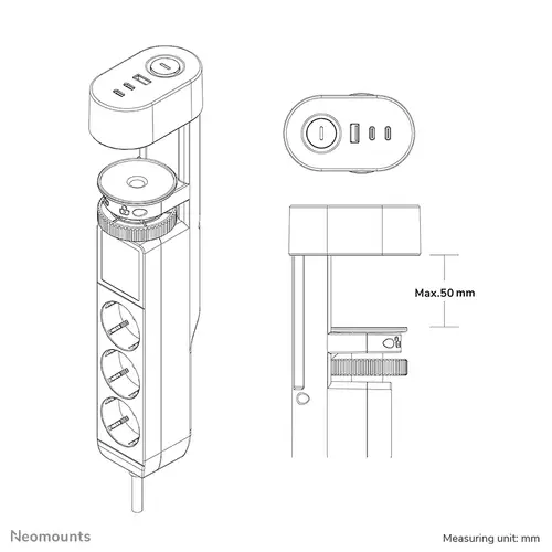 DS22-840WH6 Regleta de sobremesa con abrazadera y puertos USB-C y USB-A - carga rápida - Imagen 16