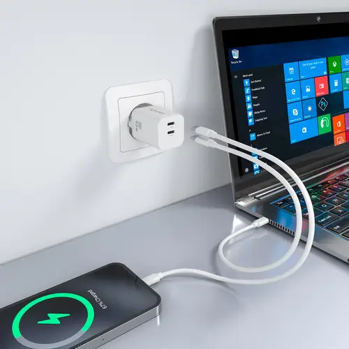 AISENS Cargador GaN 65W  2xUSB C PD3 0 QC4 0  Blanco - Imagen 5