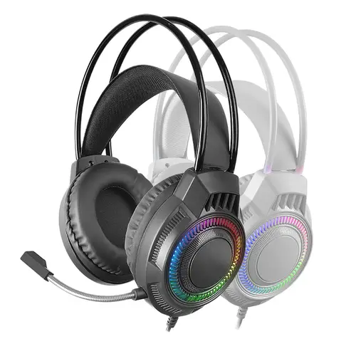 MH124, Auriculares Gaming FRGB Rainbow, Diseño Ergonómico, Micrófono Flexible, Control de Volumen, Cascos Gaming, Windows, Linux, Mac, PS4, PS5, Xbox One, Xbox Series X|S, Switch, Blanco - Imagen 2