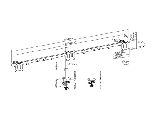 Soporte articulado de sobremesa para triple monitor de 17"-32 - Imagen 7