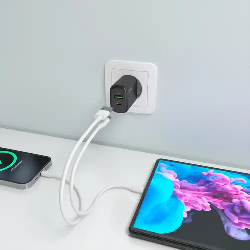 Cargador GaN 30W, 1xUSB-C PD3.0 QC4.0, 1xUSB-A QC3.0, Negro - Imagen 6