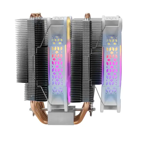 Disipador CPU, Doble Torre Refrigeración, 6 Heatpipes HCT, TDP 300 W, 2 Ventiladores ARGB PWM 12 cm, MCPUXTW, Color Blanco - Imagen 4