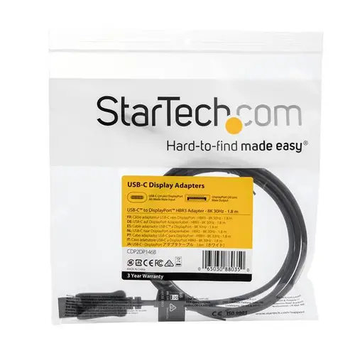 CDP2DP146B adaptador de cable de vídeo 1,8 m USB Tipo C DisplayPort Negro - Imagen 5