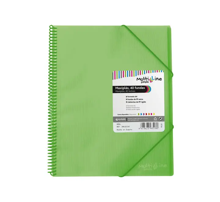 CARP. GRAFOPLAS 40 FUNDAS MAXIPLAS C/ESPIRAL VERDE