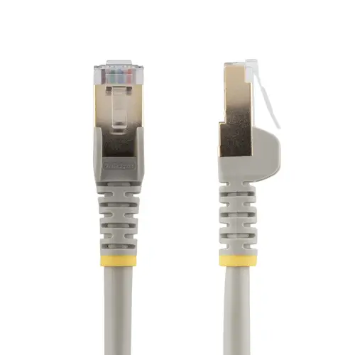 Cable 10m Ethernet CAT6a - Cable de Red de 10 Gigabits Blindado Snagless RJ45 PoE de 100W - Latiguillo STP de 10GbE con Alivio de Tensión - Fluke - UL - TIA - Gris - Imagen 1