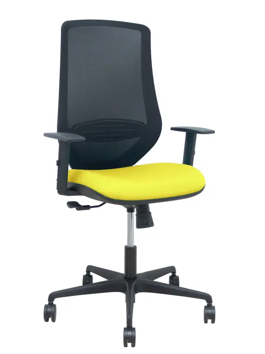Silla Mardos sincro malla negra bali amarillo brazo regulable
