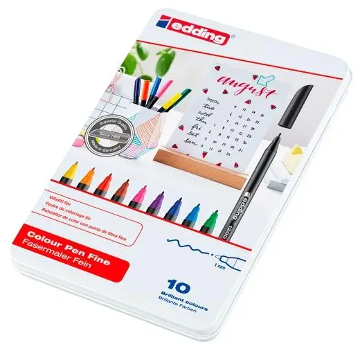 EDDING ROTULADOR 1200 PUNTA FINA COLORES SURTIDOS ESTUCHE METÁLICO 10 UD