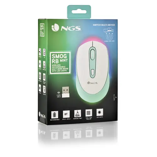 SMOG MINT-RB ratón Juego Ambidextro RF Wireless + Bluetooth Óptico 2400 DPI - Imagen 9