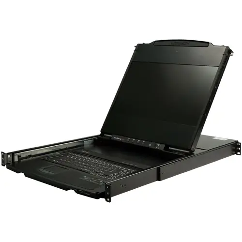 Consola KVM de Doble Carril HD 1080p para Rack de Servidores - Teclado QWERTY - KVM de 1 Puerto DVI/VGA con Monitor LCD de 17" - Switch KVM 1U con Cables - USB - MTBF 44230 - Imagen 1