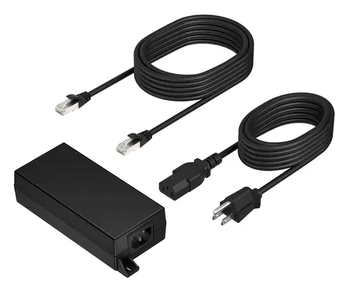 PoE++ 65W 2.5G Adapter with 3.66m CAT6A Cable and Power Cord Negro - Imagen 1