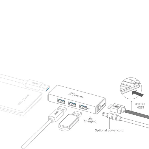 JUH340-N Mini HUB USB 3.0 de 4 puertos - UE/RU - Imagen 7