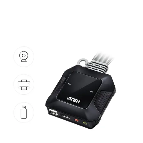 Switch KVM en formato cable híbrido DisplayPort de 2 puertos USB-C - Imagen 6