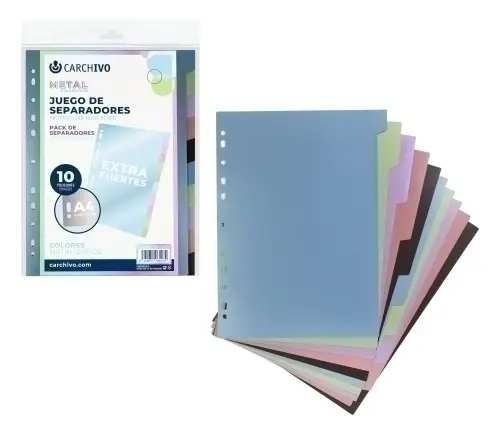SEPARADORES CARCH.METAL EXTRA PP A4 6 ps - Pack de 10 unidades