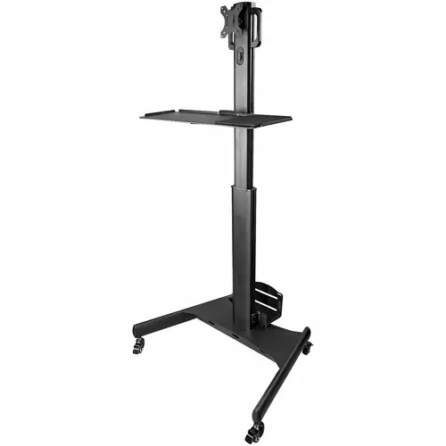 Carrito Ergonómico con Ajuste de Altura para Estación de Trabajo Móvil - con Soporte VESA para Monitor - con Soporte para CPU - con Bandeja para Teclado - Workstation Móvil con Ruedas - Imagen 1