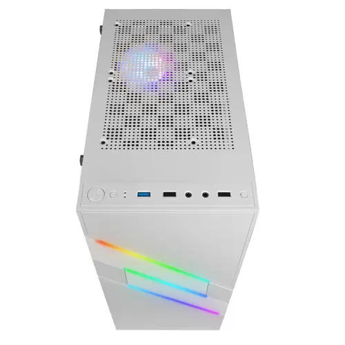 MC-U3, Caja PC Gaming ATX XL, Frontal Triple ARGB, Ventilador 12cm ARGB, Ventana Cristal Templado, Blanco - Imagen 3