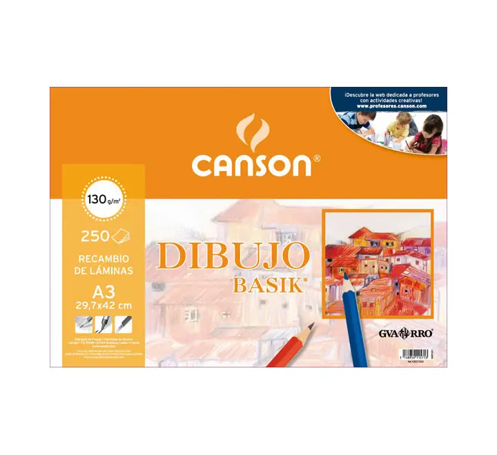 PACK 250H CANSON BASIK 130G A3 RETRAC. LISO