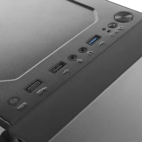 MCN2, Caja PC Gaming ATX, Ventana Lateral Completa, Rejilla Delantera, Diseño Cámara Dual, Ventilador Trasero 12cm, Negro - Imagen 3