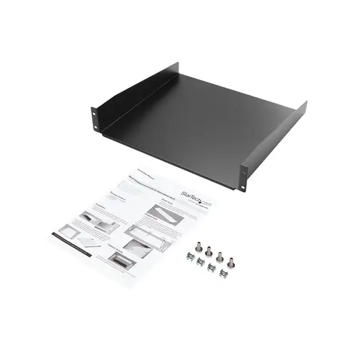 Estante 2U Bandeja Estándar para Armario Rack Universal de Servidores de 19 Pulgadas - de Acero de Servicio Pesado - Capacidad de Carga de 20kg - 16" de Profundidad - Negro - Imagen 6