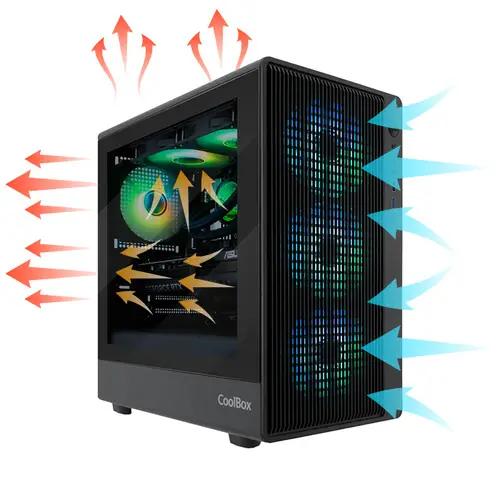 GAMING CAJA MATX GM350 DARKFACE USB-C 3.2 GEN1 CRISTAL AHUMADO - Imagen 11