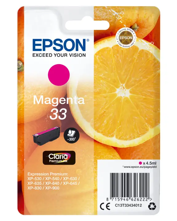Oranges Singlepack Magenta 33 Claria Premium Ink
