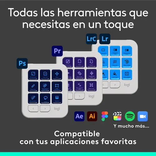 MX Creative Console, keypad programable con 9 teclas LCD personalizables y dial de control para diseño gráfico, edición de vídeo, fotografía, uso con Adobe, Zoom, Spotify, etc. Color Gris - Imagen 4